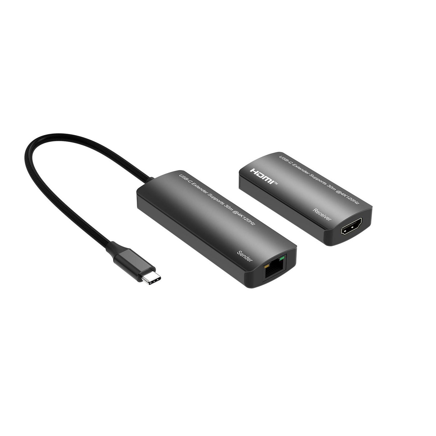USB-C to HDMI Extender via - ethernet, 30m distance at - 4k@120Hz - Warranty: 300M