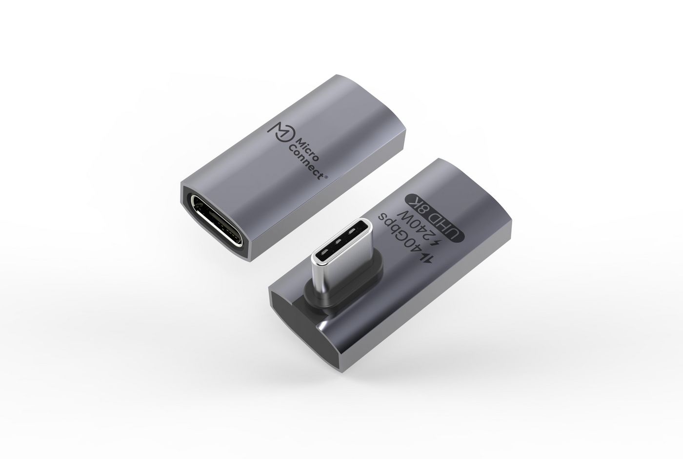 Premium USB4 Gen 3x2 USB-C - angeled straight adapter, - 40Gbps, 240W - Warranty: 300M