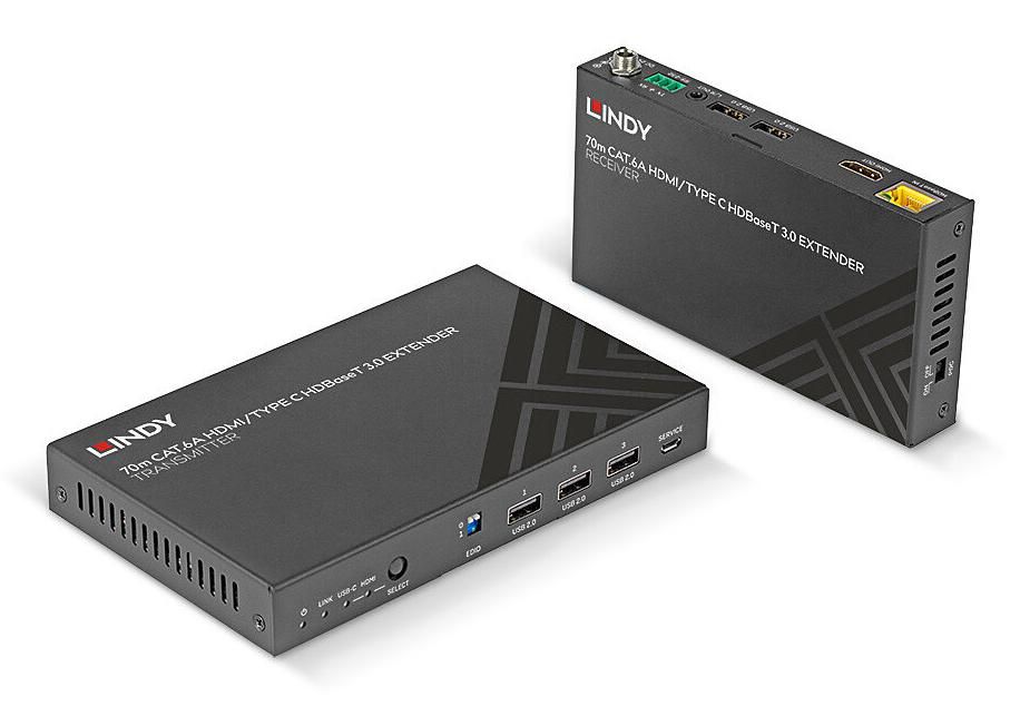 Lindy 38346 moltiplicatore AV Trasmettitore e ricevitore AV Nero