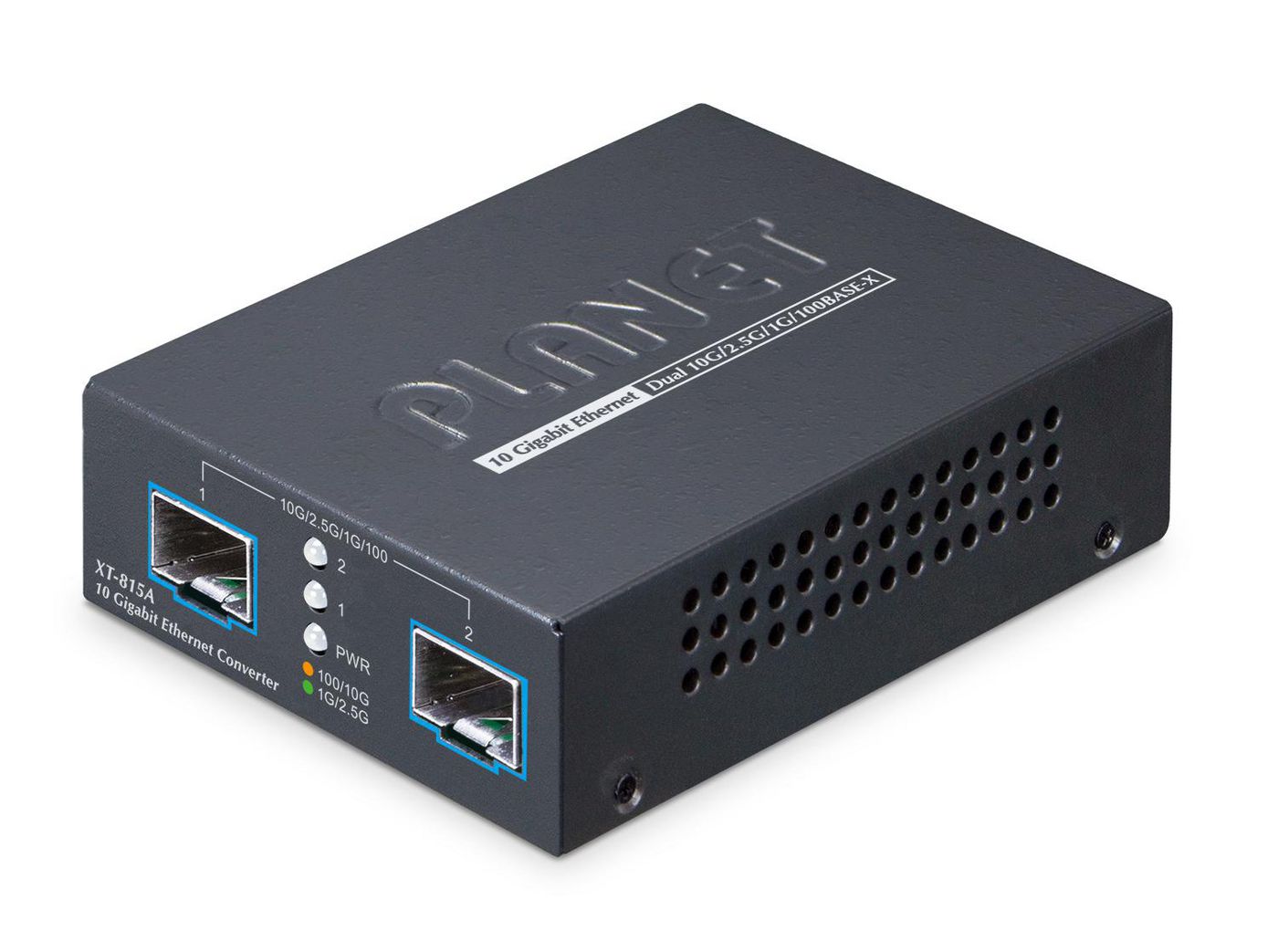 PLANET 2-Port 10G/2.5G/1G/100BASE-X convertitore multimediale di rete Nero (2-Port 10G/2.5G/1G/100BASE-X - SFP Media Converter