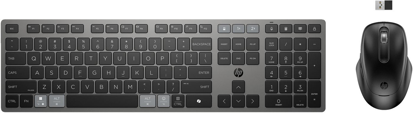 HP Combinazione di tastiera e mouse wireless ricaricabili multidispositivo 725