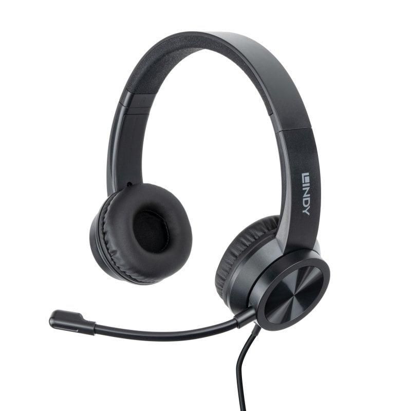 Lindy 20439 cuffia e auricolare Cablato Casco Ufficio USB tipo A Nero