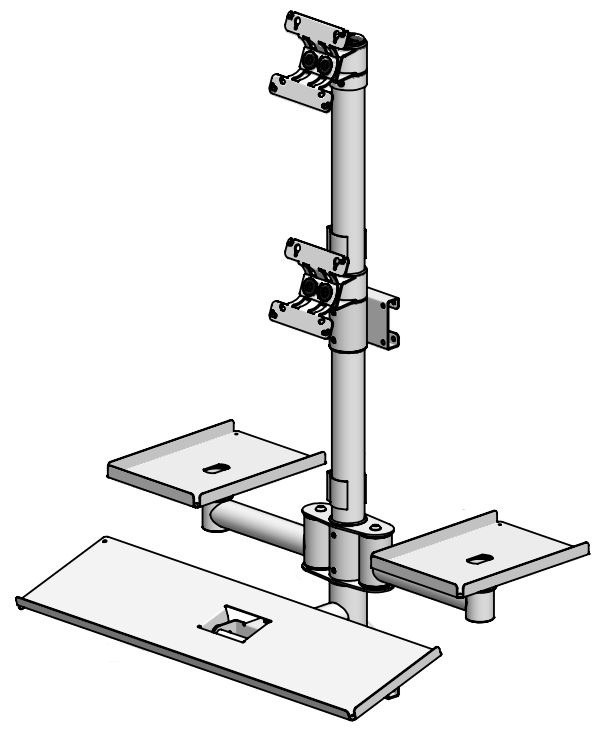 Wall mounted pole with 2 VESA 