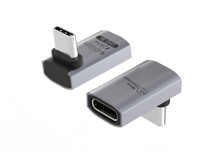 Premium USB4 Gen 3x2 USB-C - Horizontal 90? adapter, - 40Gbps, 240W - Warranty: 300M