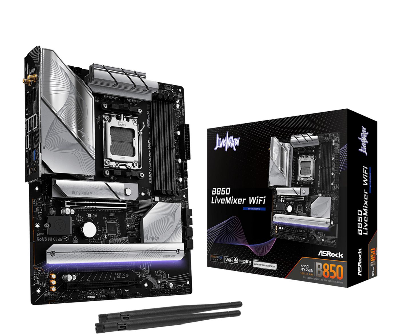 Asrock B850 LIVEMIXER WIFI AMD B850 AM5 ATX 4 DDR5 HDMI DP Wi-Fi 7 2.5G LAN RGB 3x M.2