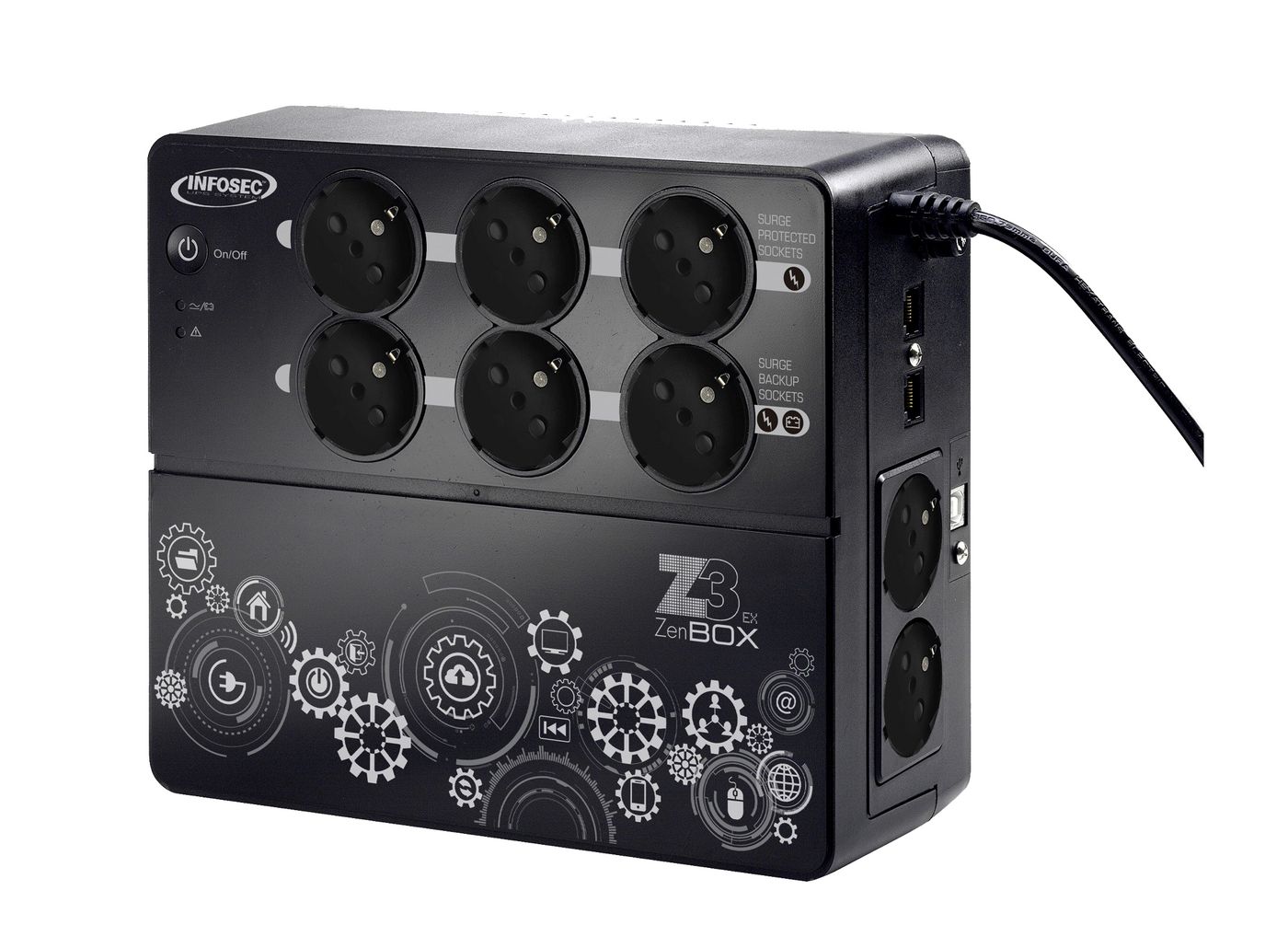 ZENERGY BOX 700VA UPS OFFLINE - 4+4 OUTLET/SURGE+RJ45+ - Warranty: 24M