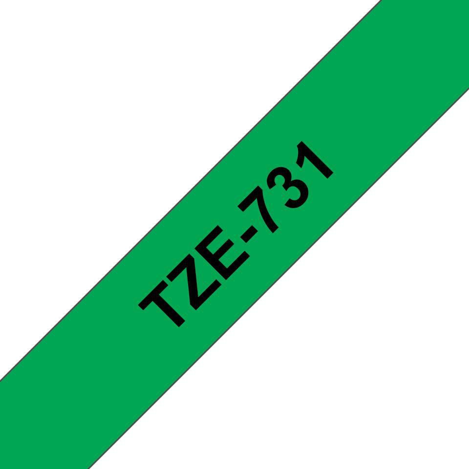 TZE731 12MM  BLACK ON GREEN