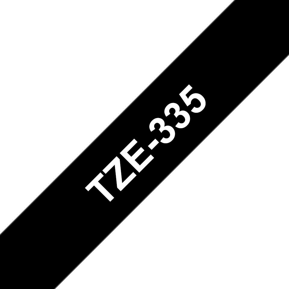 TZE335 12MM WHITE ON BLACK