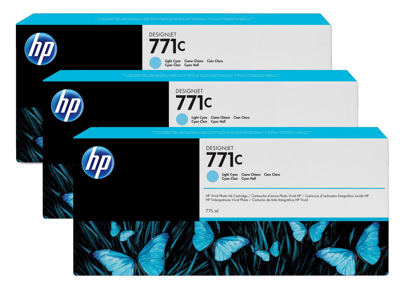 HP 771C - 3er-Pack - 775 ml - hell Cyan