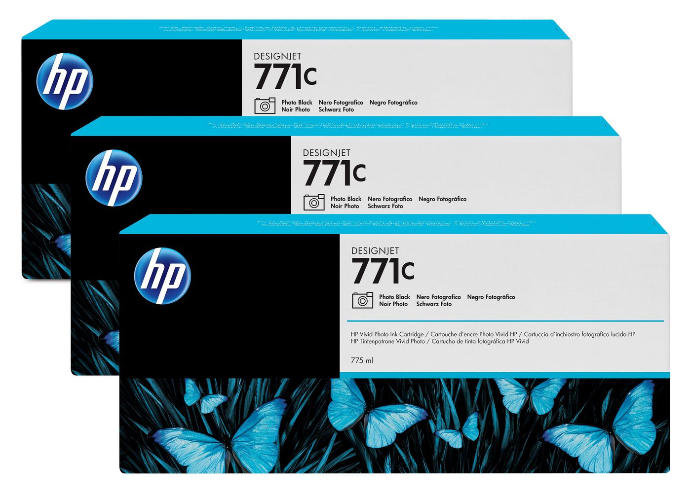 HP 771C - 3er-Pack - 775 ml - Photo schwarz