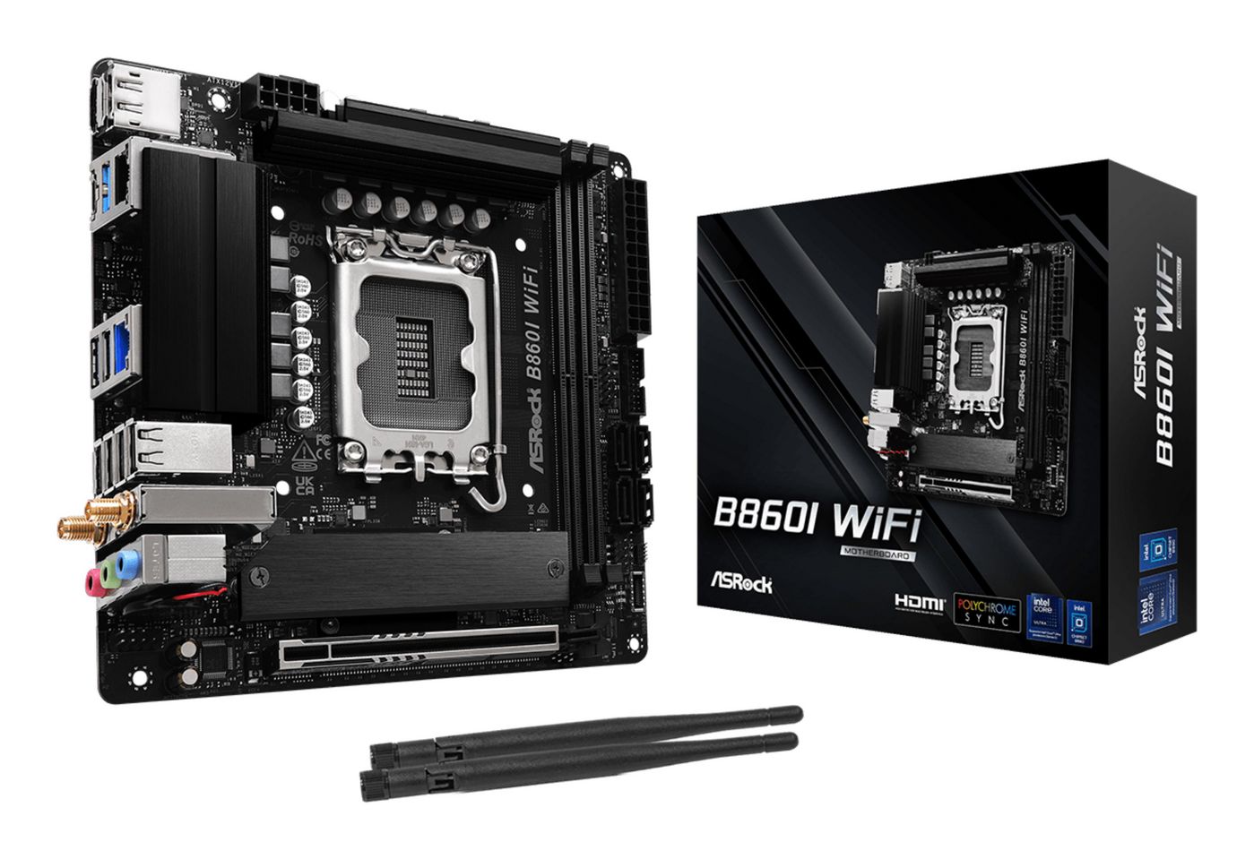 Asrock B860I WIFI, Intel B860, 1851, Mini ITX, 2 DDR5, HDMI, DP, Wi-Fi 6E, 2.5G & GB LAN, 2x M.2