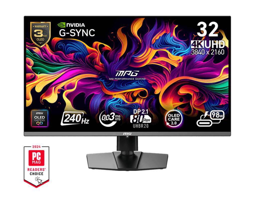 MSI MPG 322URX QD-OLED Monitor PC 80 cm (31.5") 3840 x 2160 Pixel 4K Ultra HD Nero