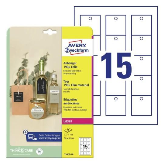 Avery T3003-10 W129163174 Tags Self-Adhesive Printer 