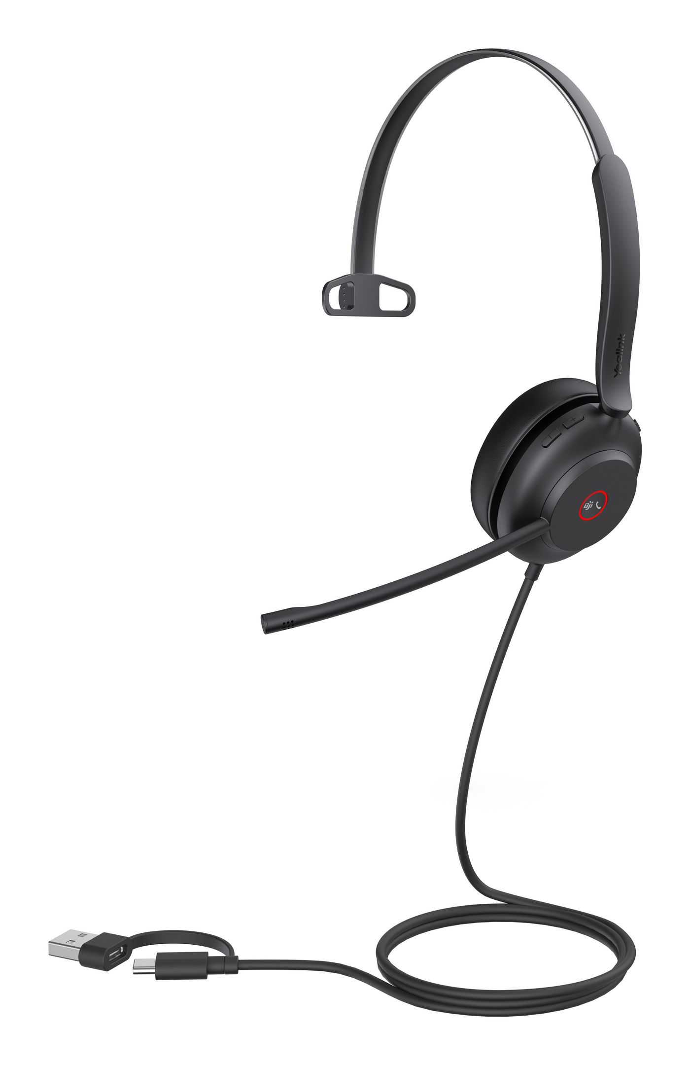 Yealink UH37 Mono Teams Auricolare Cablato A Padiglione Ufficio USB Type-C / USB Type-A Nero