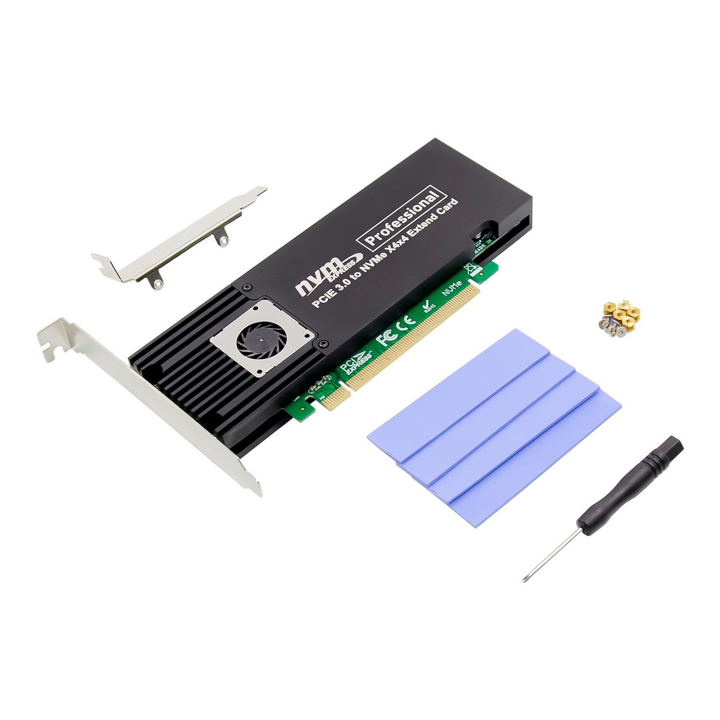 MC-PCIE-ASM2824-X4, MicroConnect PCIe x16 to X4X4 M.2 NVMe SSD
