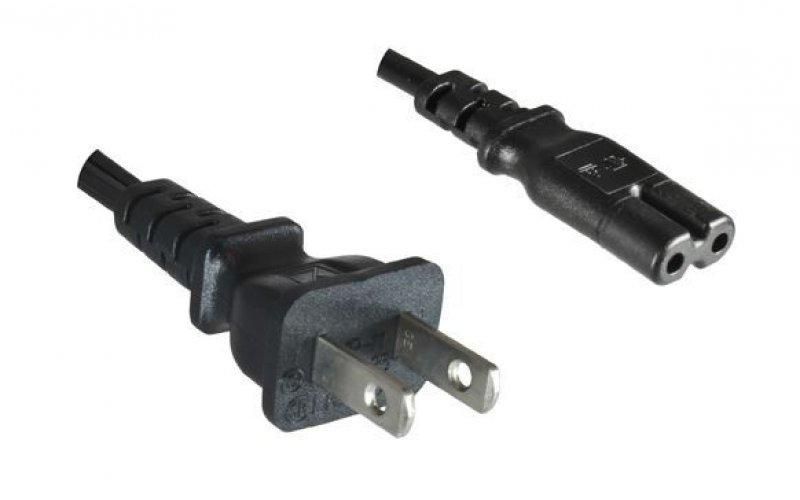 Mercodan American power cord, 1.8m to C7, shaver plug, black,