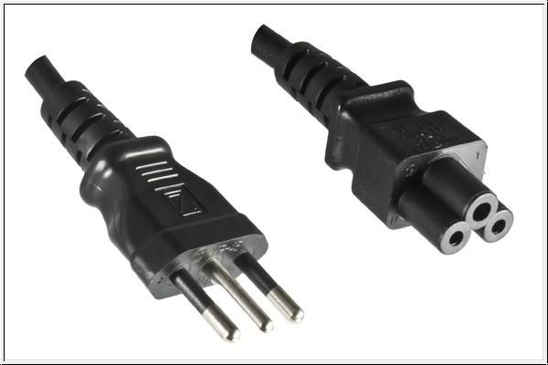 Mercodan Italian Power Cord 1.8m, black, A+C Mickey Mouse plug,