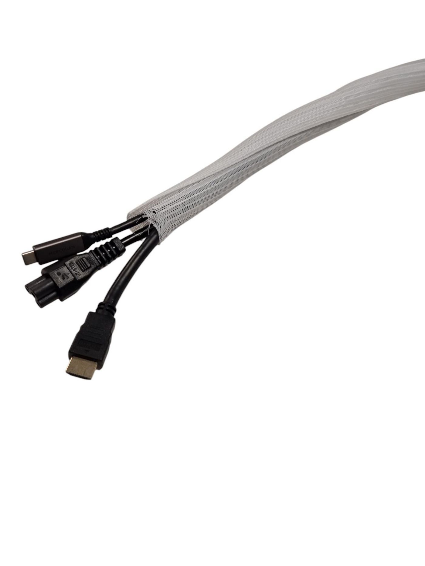 Mercodan Self-closing braided sleeve 25mm, 50m, White, cable sock,