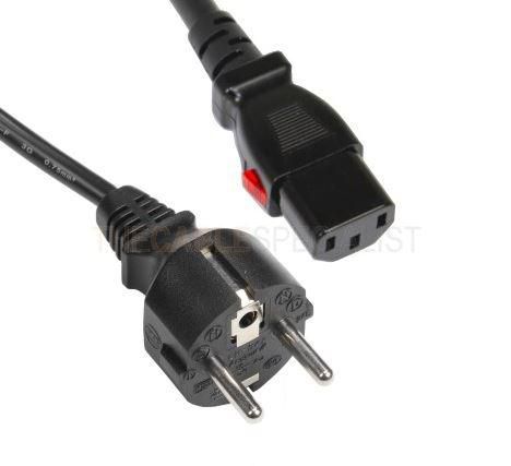 Mercodan Schuko power cable black 1.8m, C13 with lock, H05VV-F