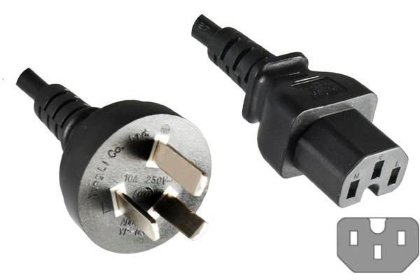Mercodan Chinese power cord, 1.8m to C15, black, 3x1,00mm