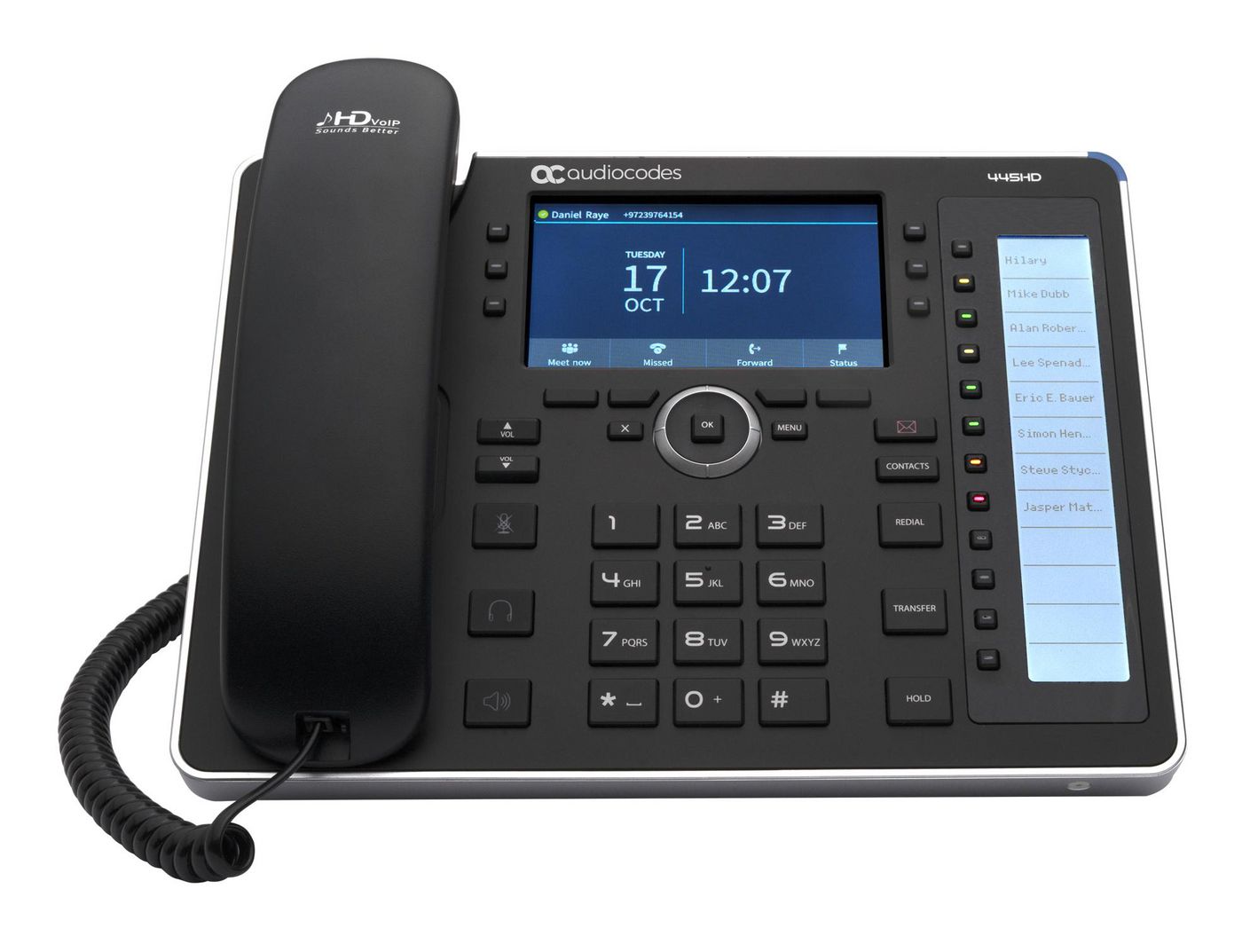 AudioCodes UC445HDEPSG W129265777 445Hd Ip Phone Black 8 Lines 