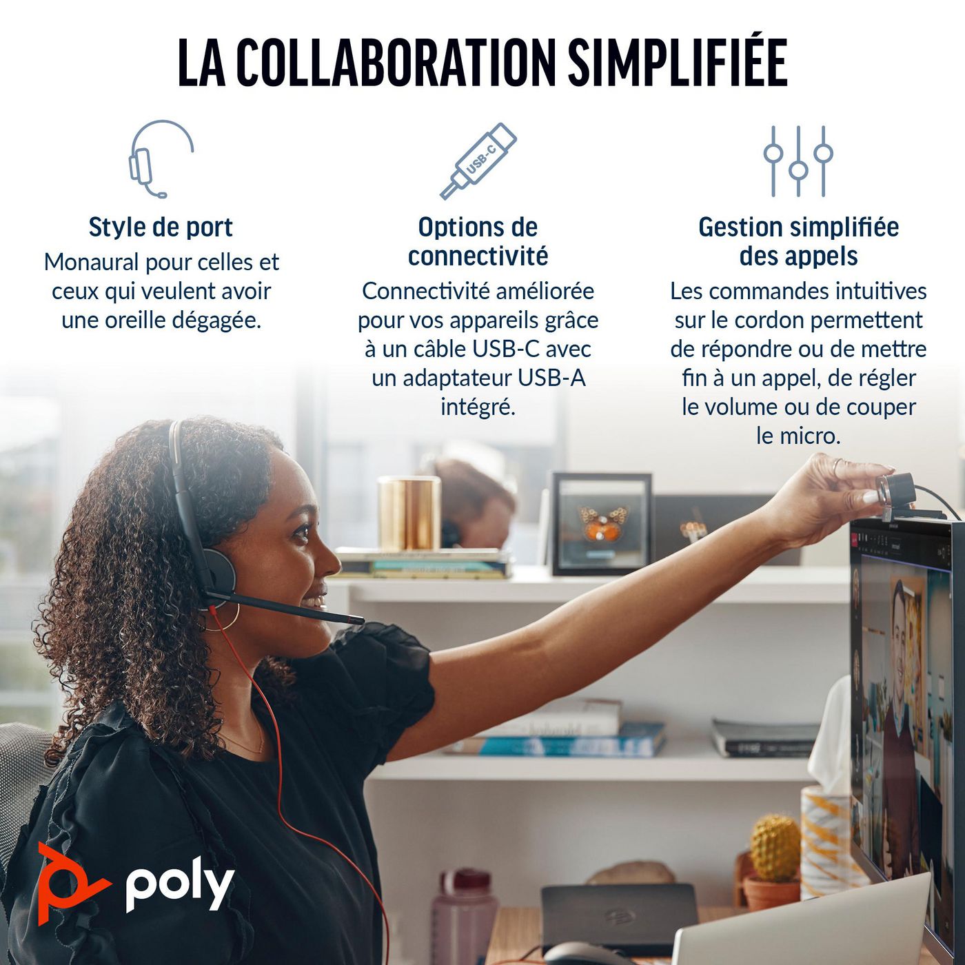 Poly Blackwire 3210 Monaural USB-C Headset (Bulk) Wired