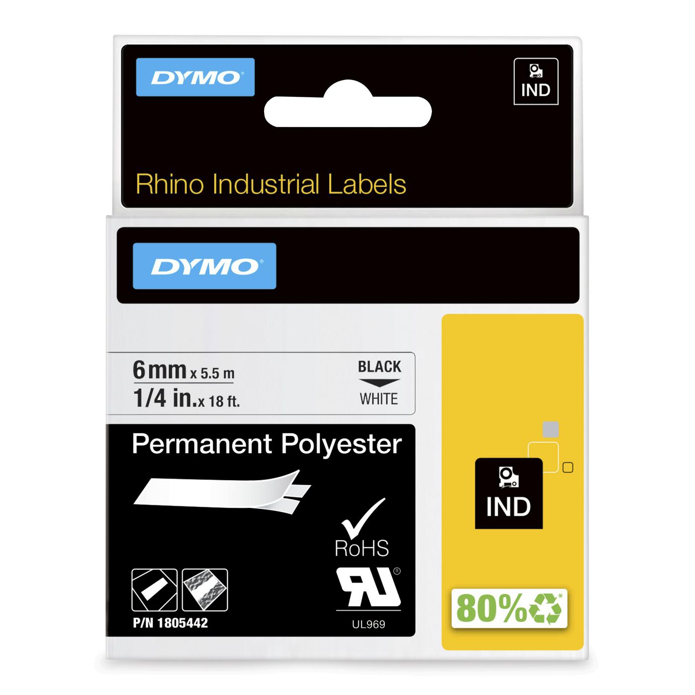 RHINO POLYESTER LABEL 6MM