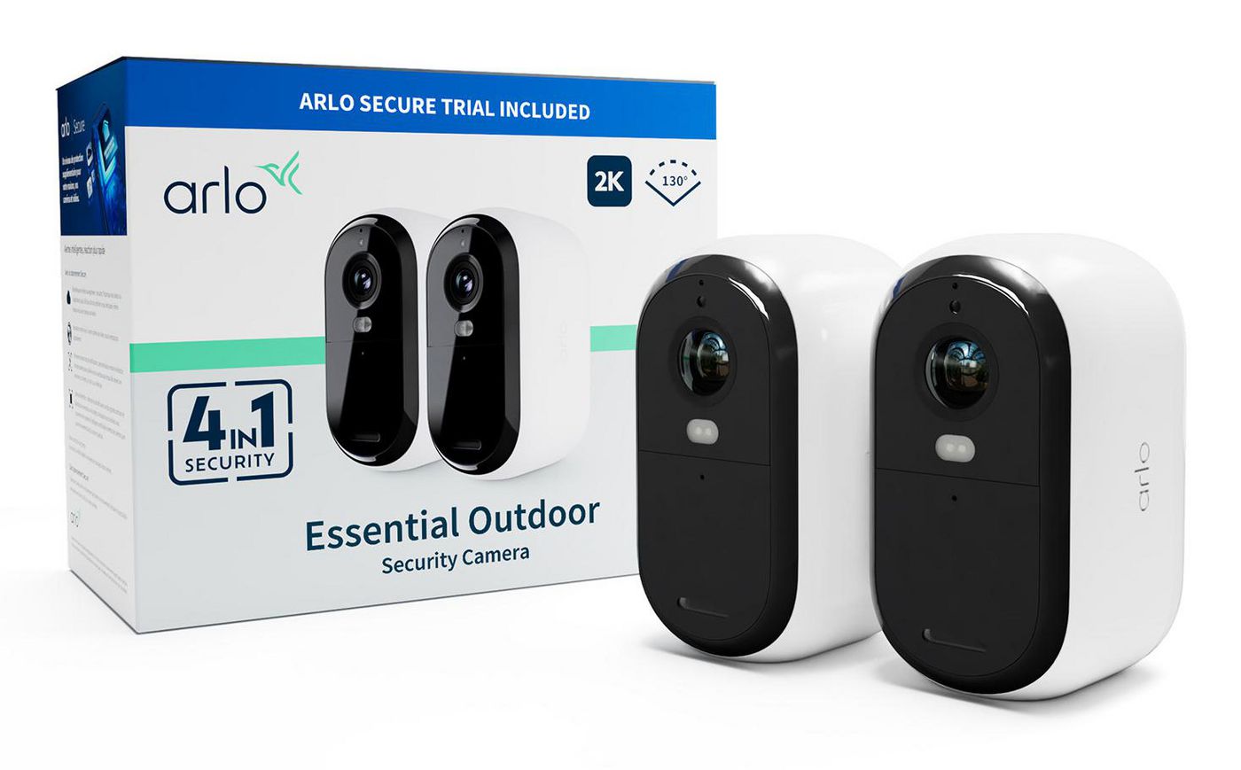 Telecamera di sorveglianza per esterni Essential 2 2K bianca, set di 2 2K