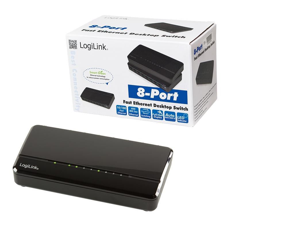 LogiLink Network Switch Unmanaged L2 Fast Ethernet (10/100) Black