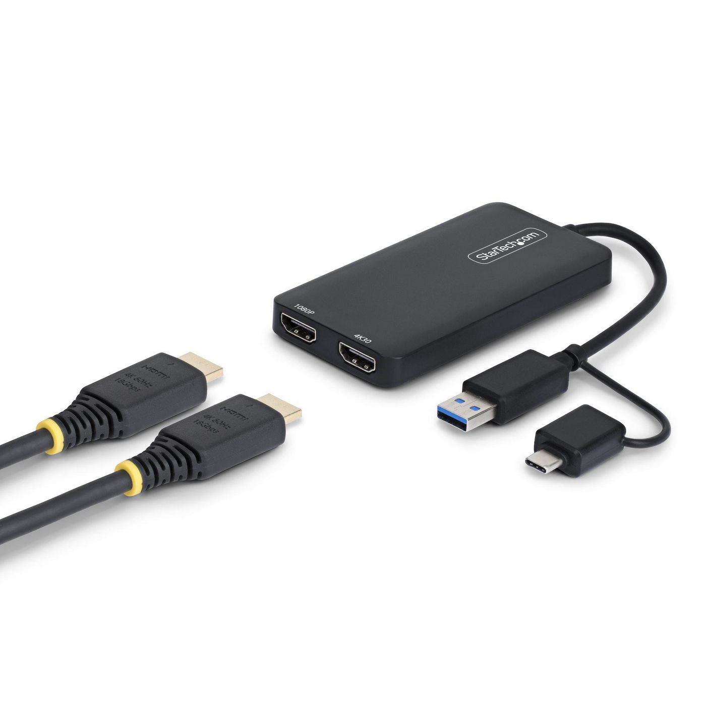 USB TO DUAL HDMI ADAPTER - USB-A OR C 1X 4K 30HZ 1X 1080P - 107B-USB-HDMI-2