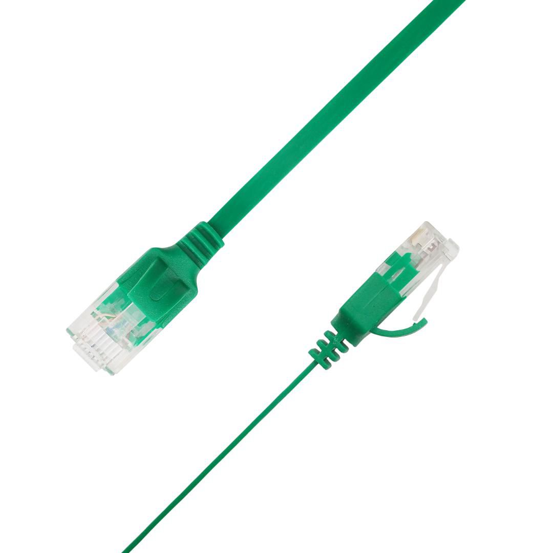 Flat U/UTP Cat6A Green 5m AWG