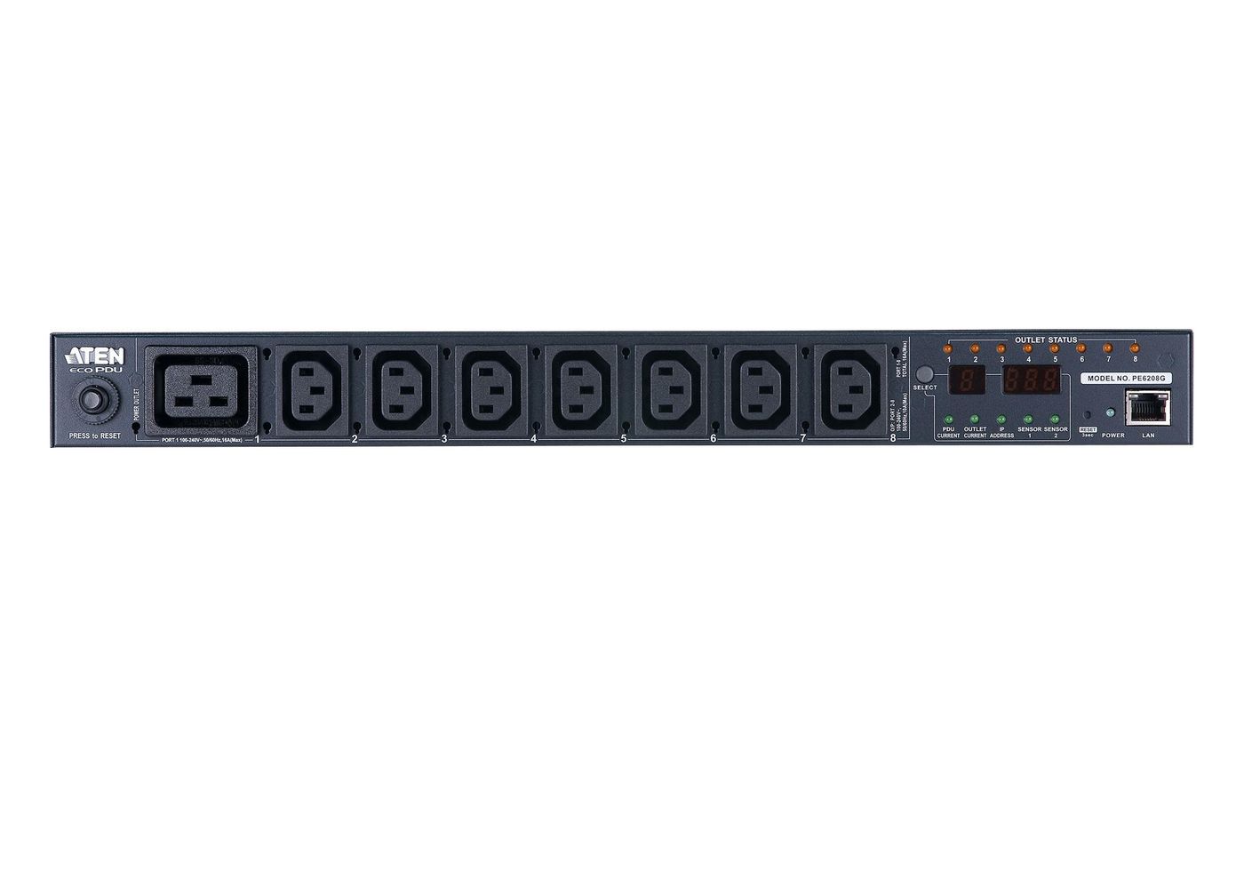 Aten 20A/16A 8-Outlet 1U Metered AND Switched eco PDU