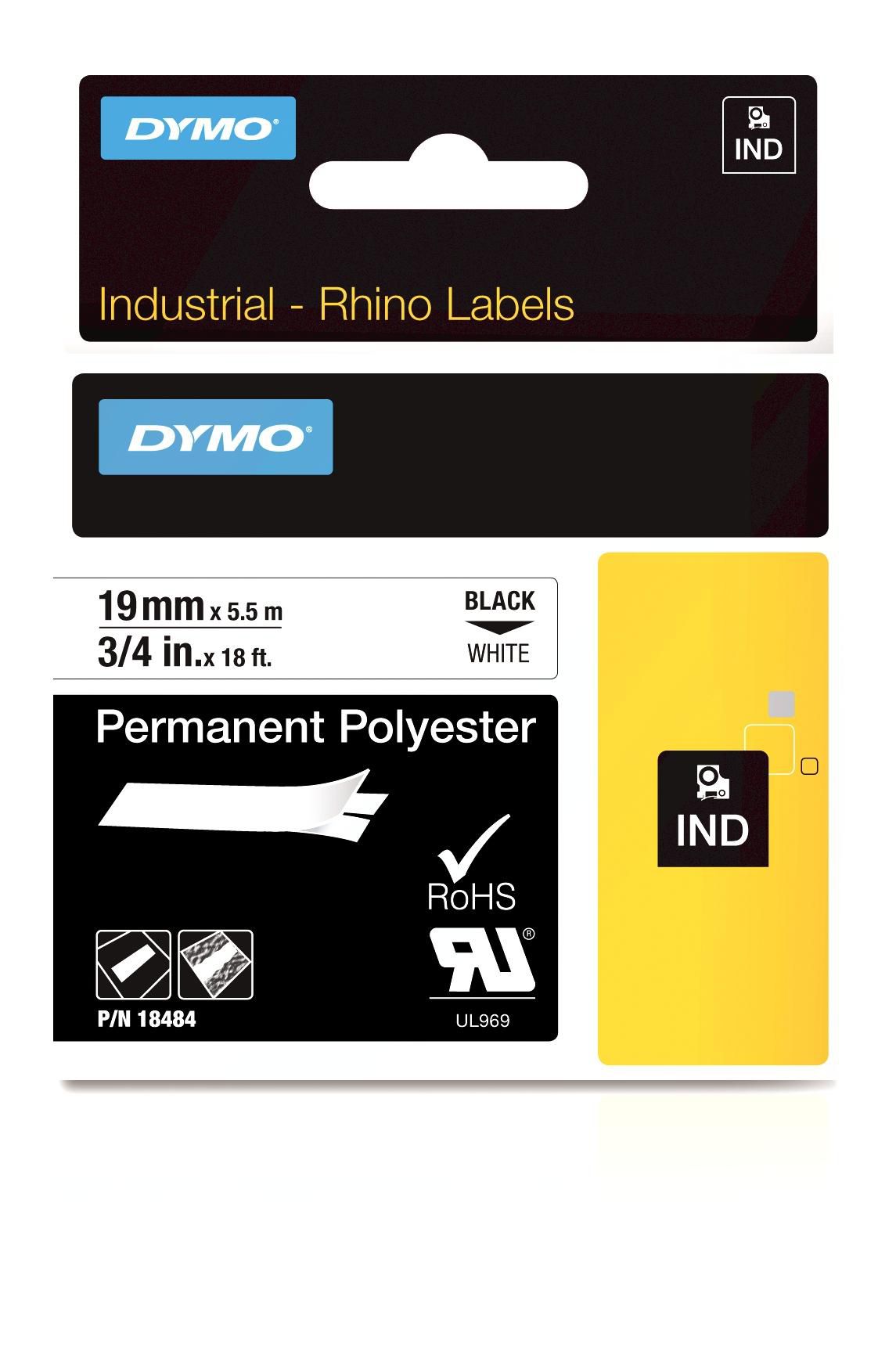 DYMO 18484 19mm RHINO Permanent Poly Lab. 