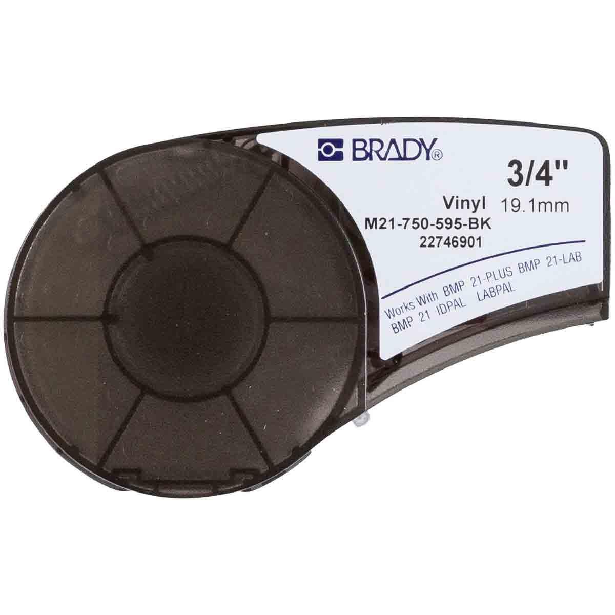 Brady M21-750-595-BK White on Black Vinyl tape for 