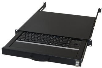 Aixcase Tastaturschublade 48.3cm 1HE DE PS2&USB Trackball schwarz