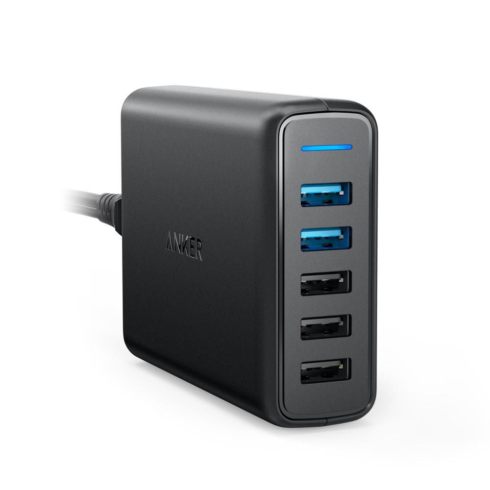 ANKER PowerPort 5 with Dual QC 3.0 63W USB-A EU Black