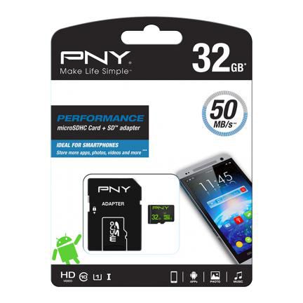 PNY SDU32GPER50-EF MICRO-SDHC PERFORMANCE 32GB 