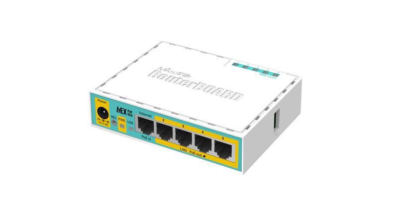 MikroTik RB750UPR2 RouterBOARD hEX PoE lite with 