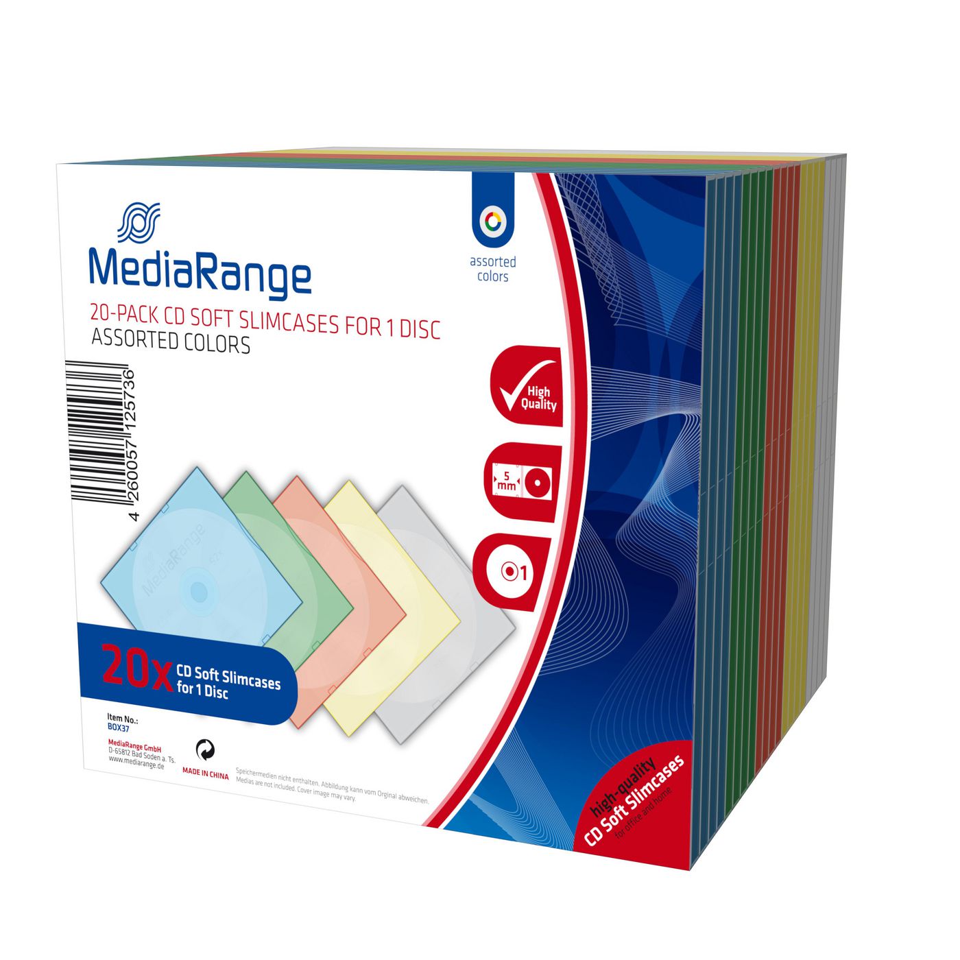 MEDIARANGE CD-Soft-Slimcase Color (5x4) Retail-Pack 20