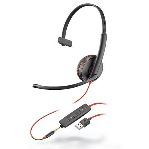 PLANTRONICS Headset Blackwire C3215 monaural USB & 3,5 mm
