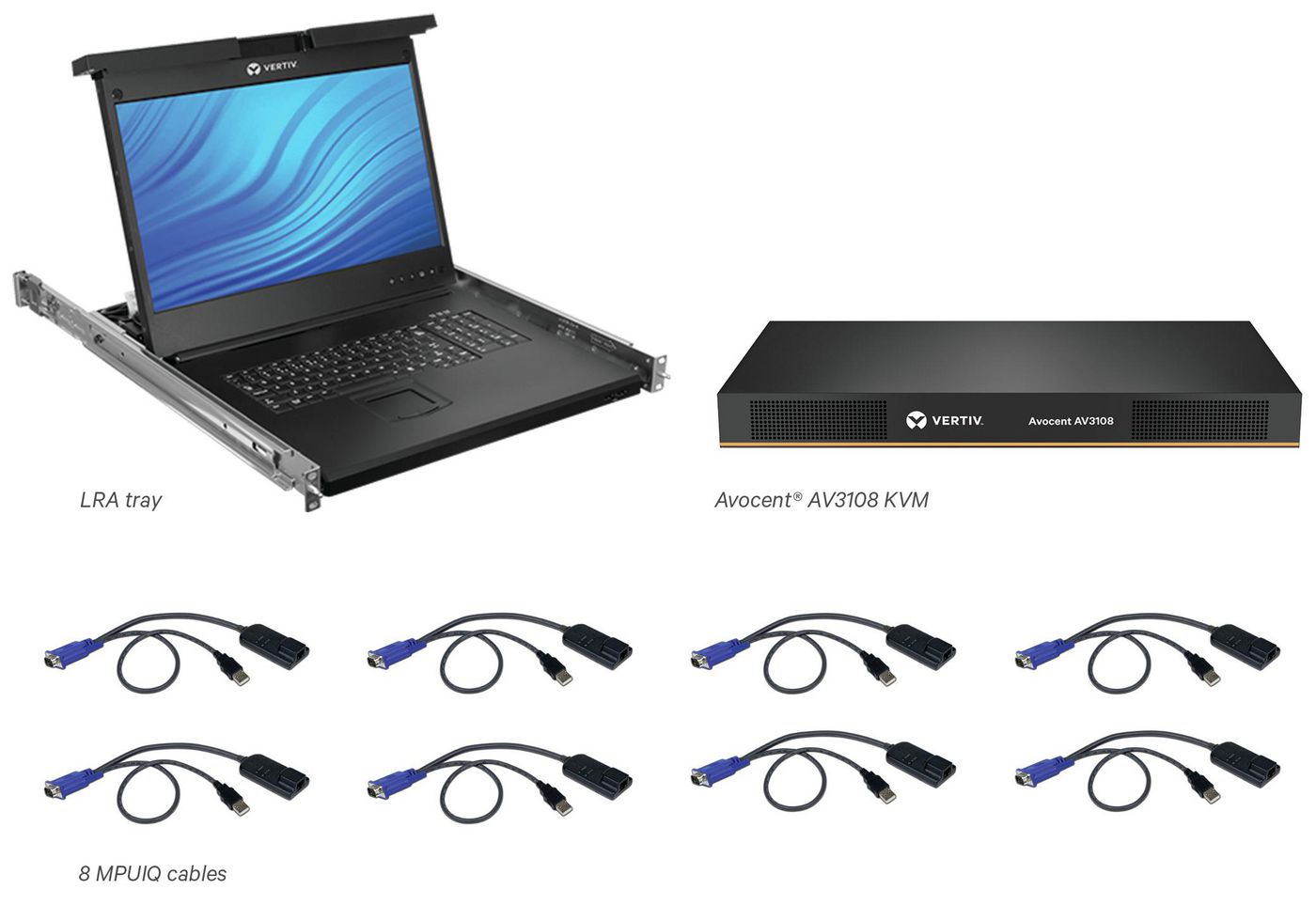 LCD,8P KVM, 8 CABLES, USB