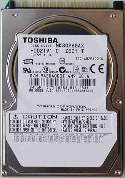 Toshiba MK8026GAX-RFB 80GB IDE HDD 2.5 