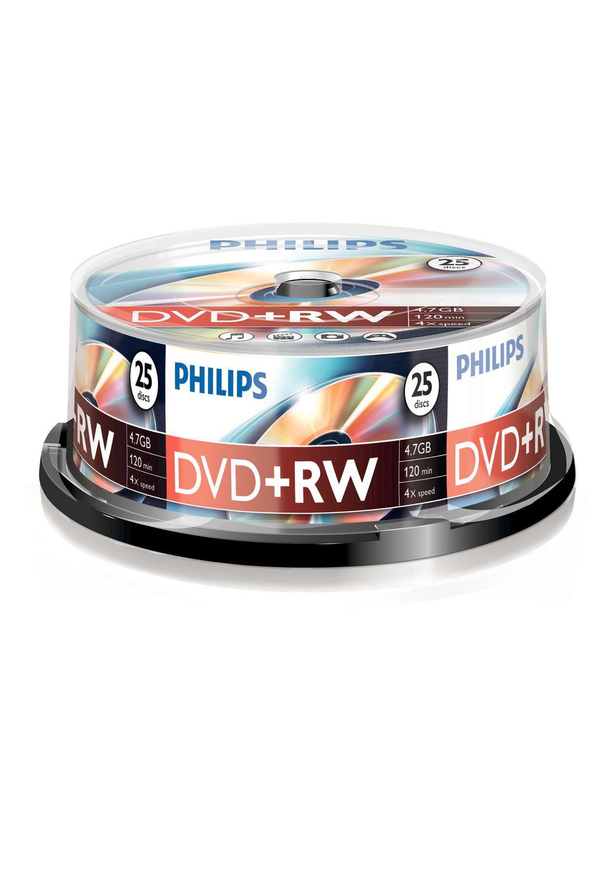 PHILIPS 25xDVD+RW 4,7GB 120Min 4x CakeBox