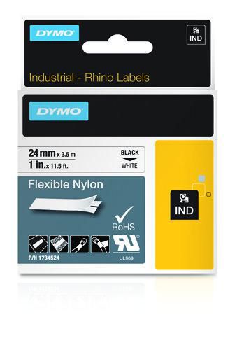 DYMO Rhino Band Nylon schwarz auf weiss 24 mm x 3,5 m