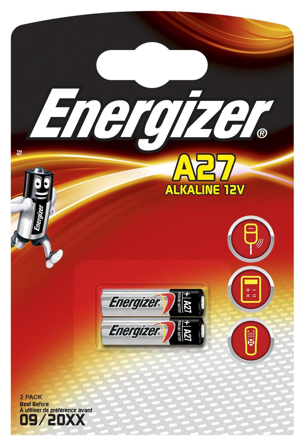 ENERGIZER Alkaline battery A27 12V 2-blister - Energizer alkaline battery, model A27, 12 Volt. 2 Bat