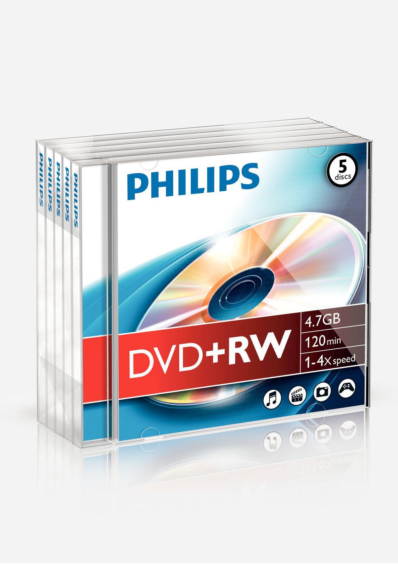 DVD+RW Philips 4,7GB 5pcs jewel case 4x foil