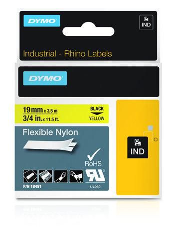 DYMO Rhino Band Nylon schwarz auf gelb 19 mm x 3,5 m