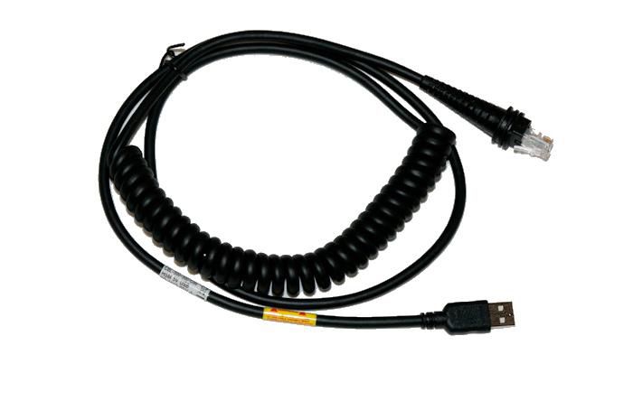 USB cable, black, 5m, coiled