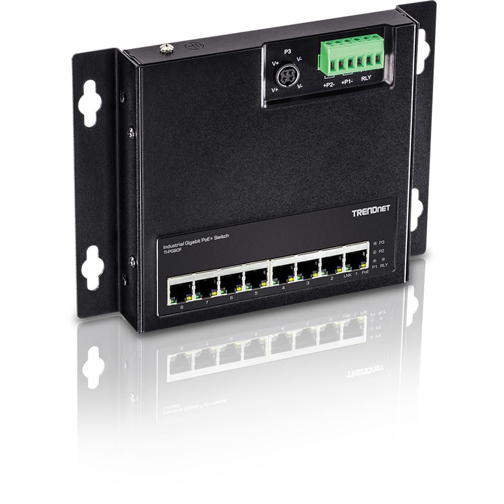 8-Port Industrial Gigabit PoE+ Wall-Mounted Front Access Switch