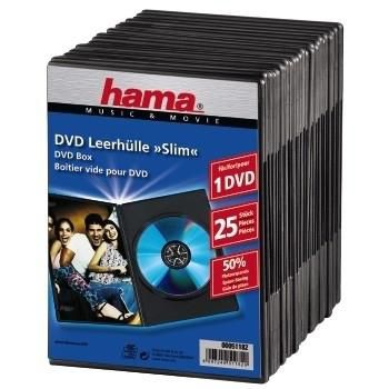 HAMA 1x25 Hama DVD-Leerhülle Slim 50% Platzsparnis 51182